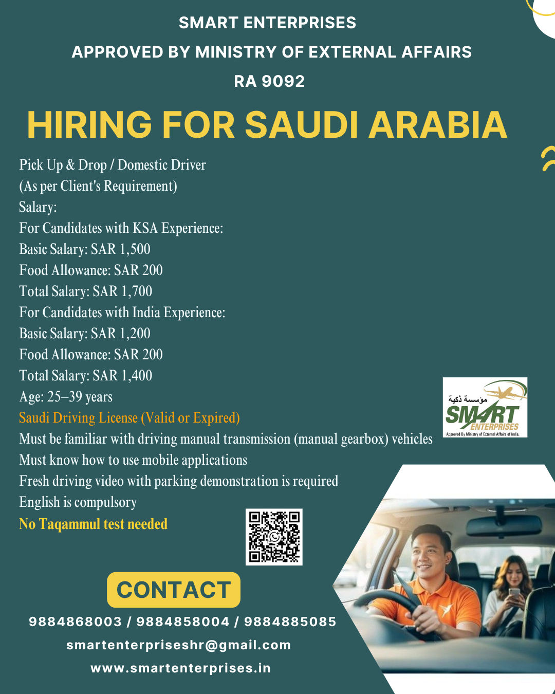 Pick Up & Drop Drivers Required in Saudi Arabia 🇸🇦