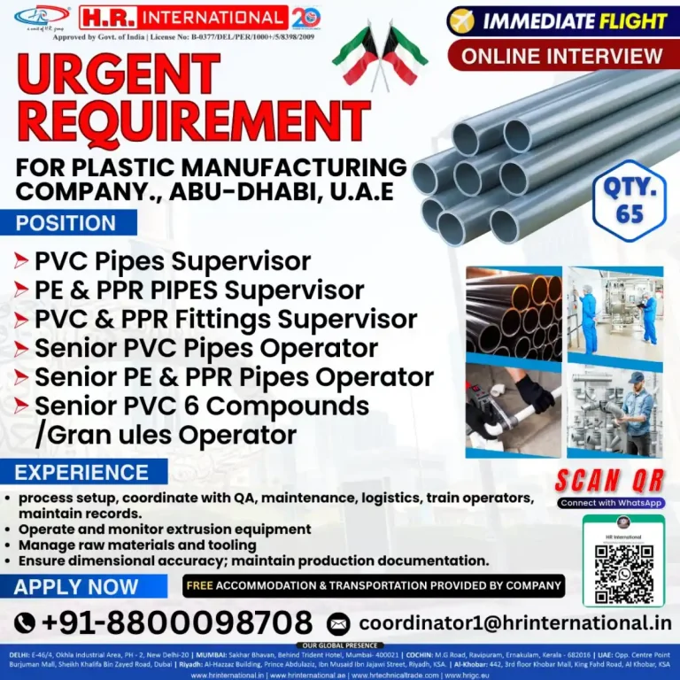 Plastic Manufacturing Supervisors/Operators