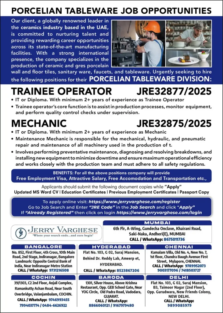 Porcelain Tableware Division – UAE