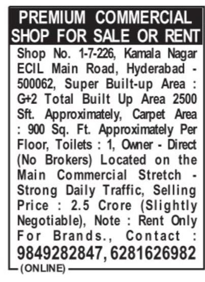 PREMIUM COMMERCIAL  FOR SALE