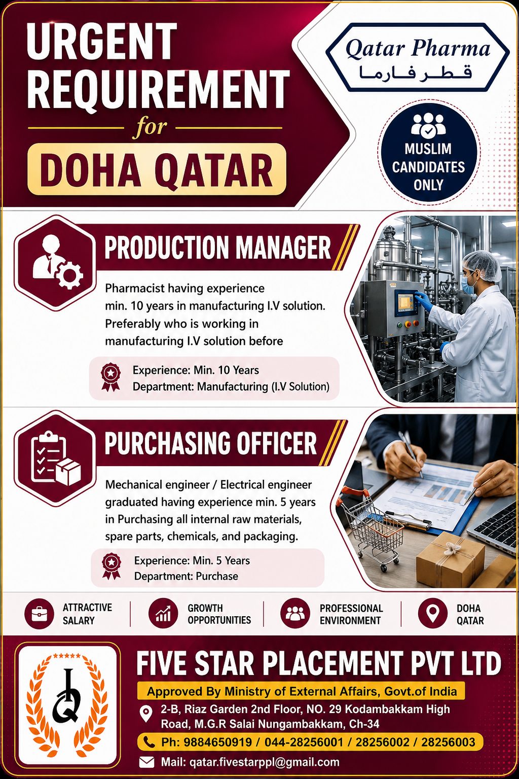 Production Manager & Purchasing Officer Required in Qatar 🇶🇦