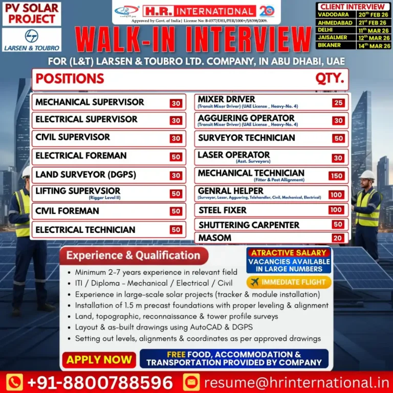 PV Solar Project Jobs – Abu Dhabi, UAE