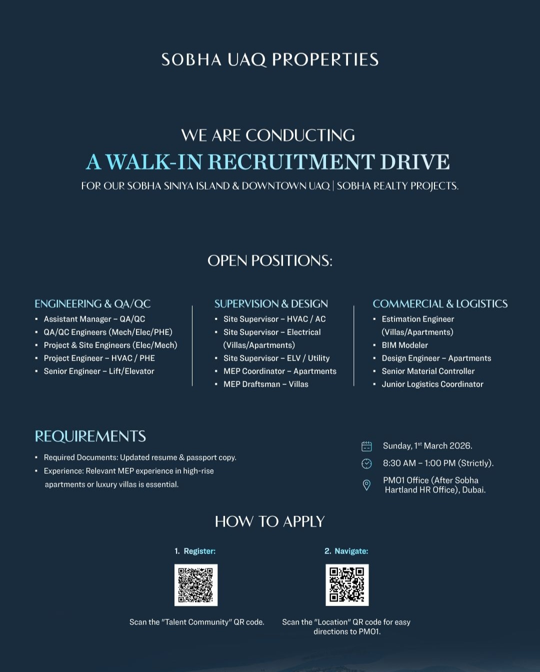 Real Estate & Construction job opportunity - dubai