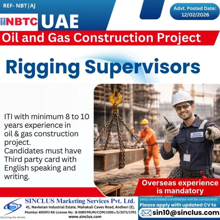 required Rigging Supervisors – UAE