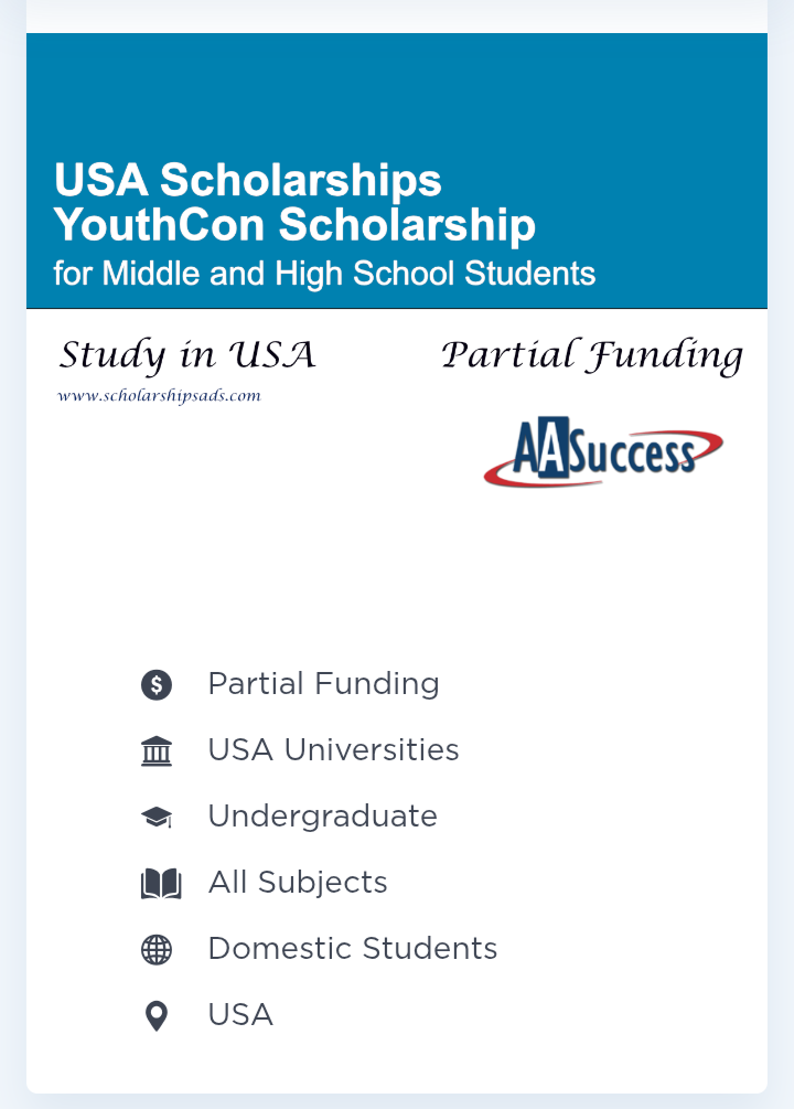 scholarship alert for USA highschool studies