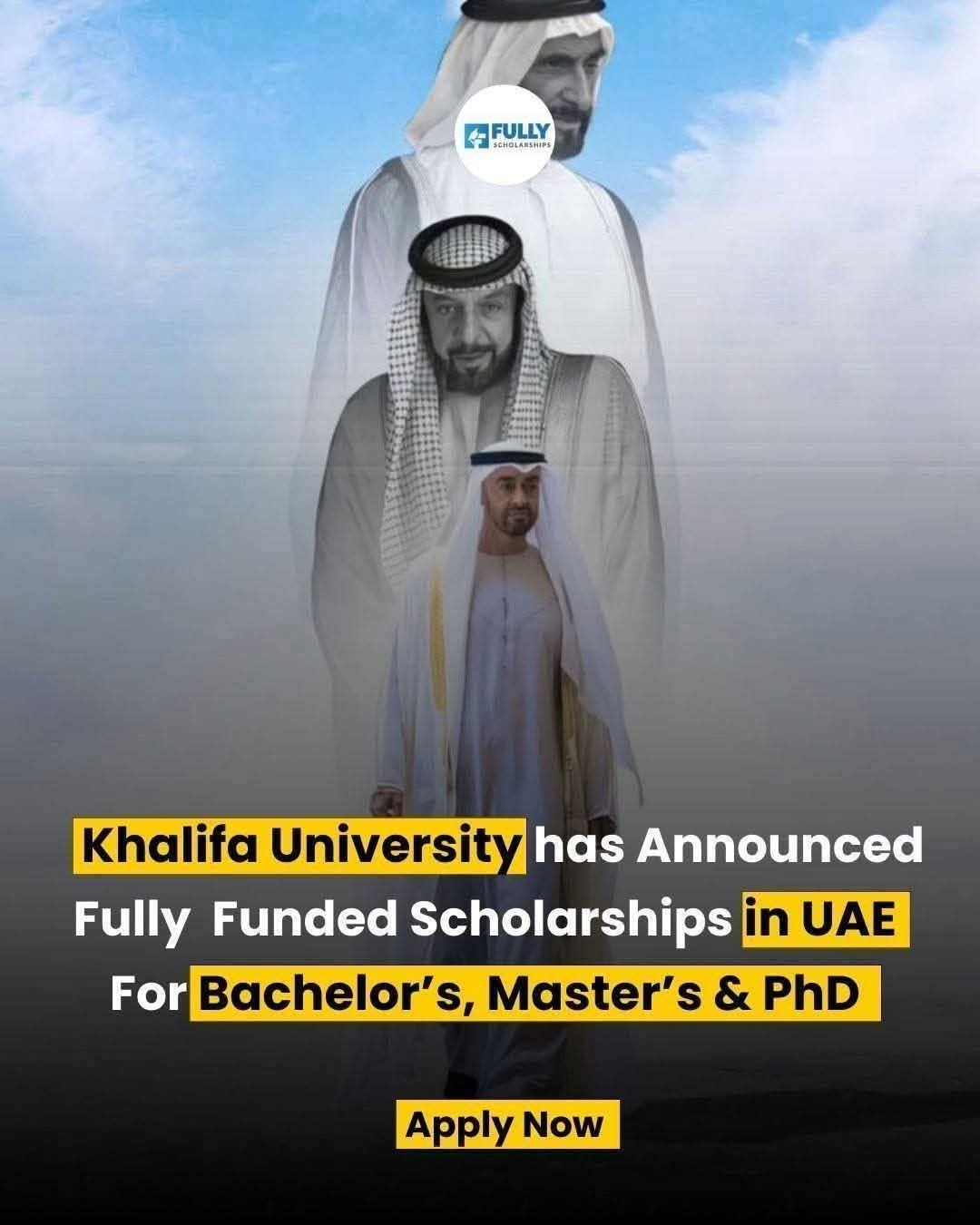Scholarship for and degree in khalifa uni in UAE