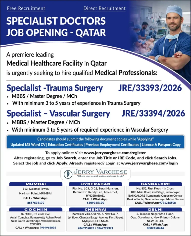 Specialist Doctors required Qatar