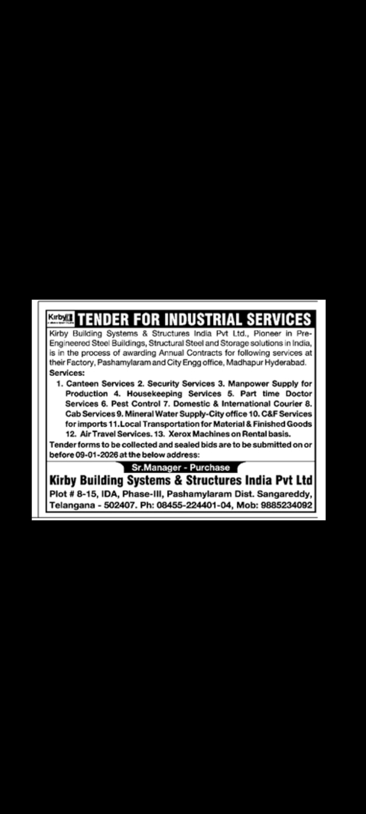 Tender Notice