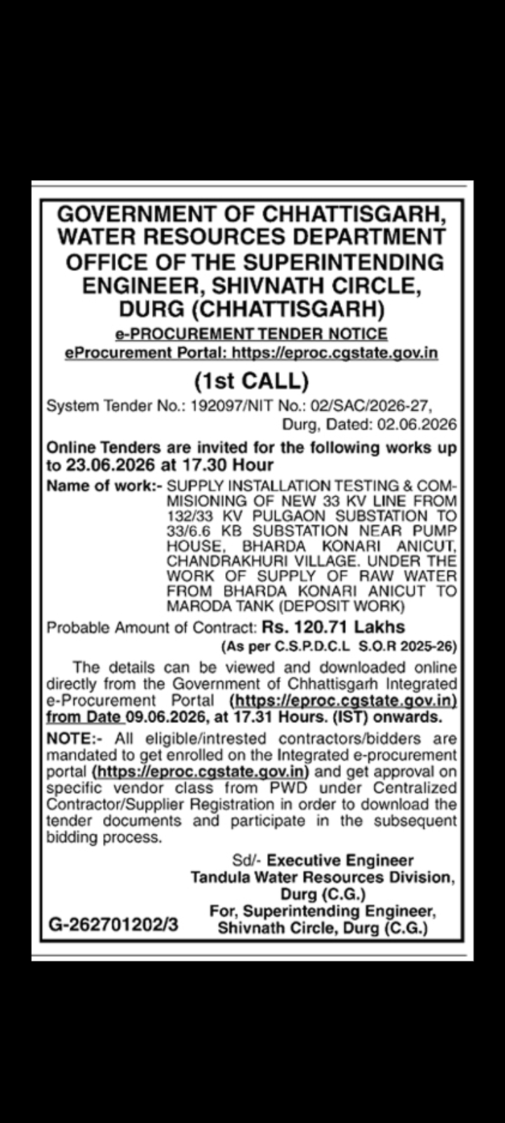 tender notice