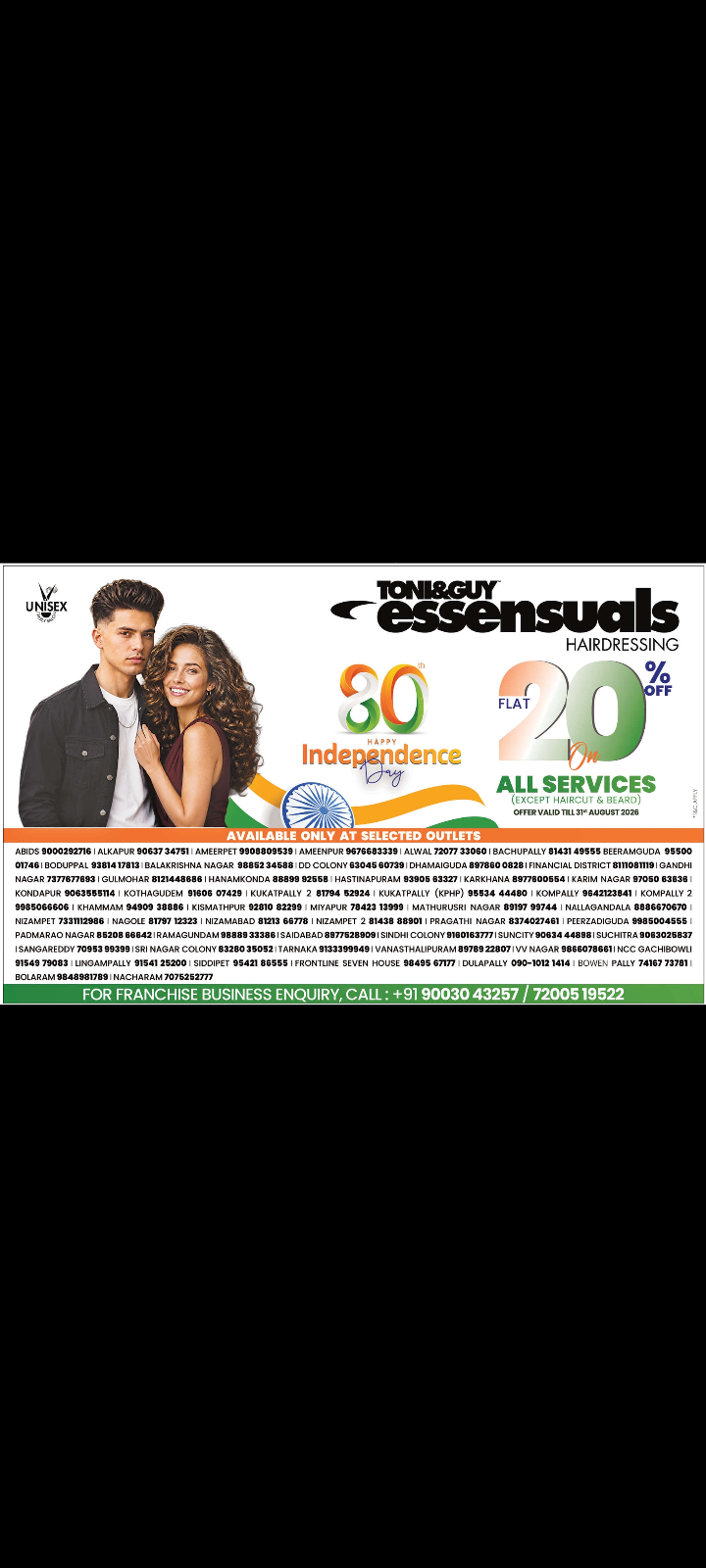 Toni&Guy Essensuals – Independence Day Offer 20% off