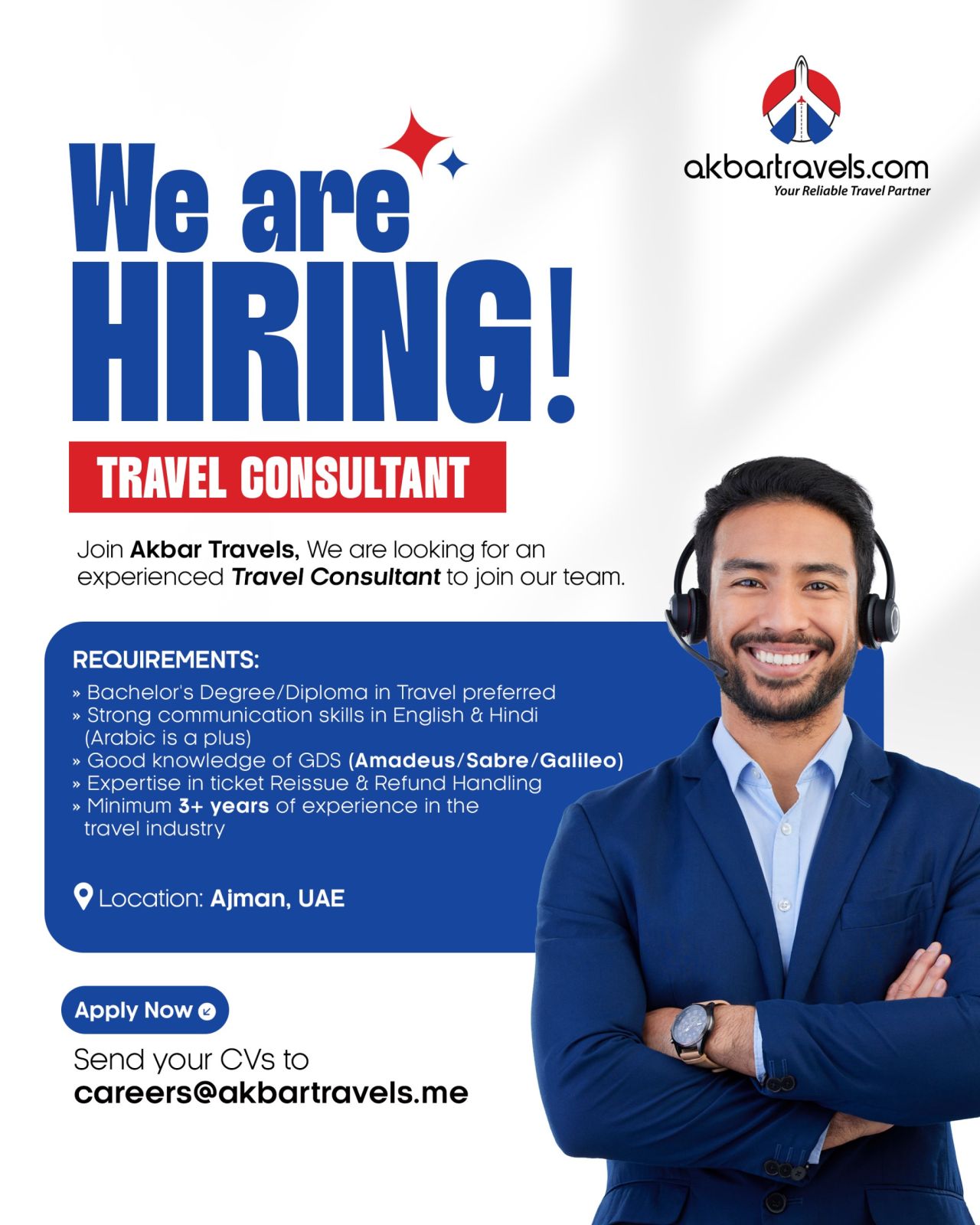 travel consultant required in UAE