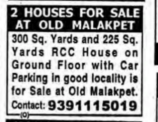Two Houses for Sale in Old Malakpet