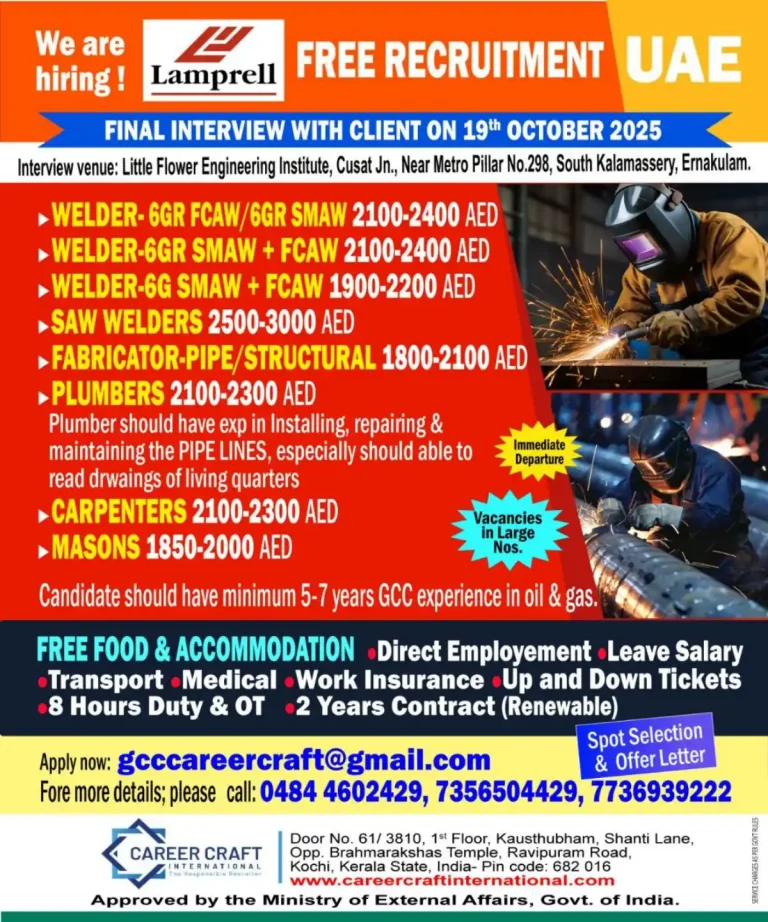 UAE Free Recruitment – Lamprell (Career Craft International)