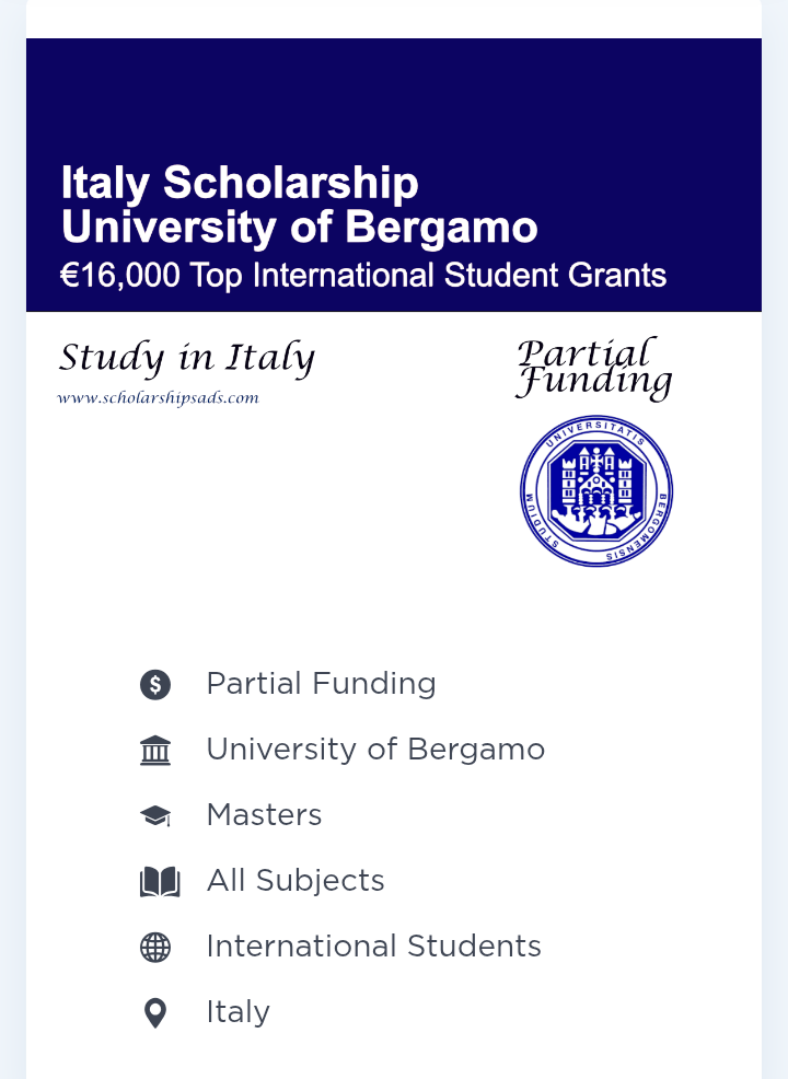 University of Bergamo €16,000 International Student Grants 2026