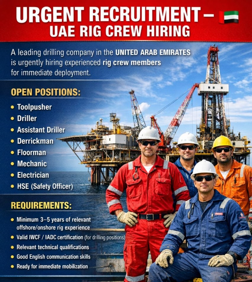 Urgent Rig Crew Recruitment – UAE
