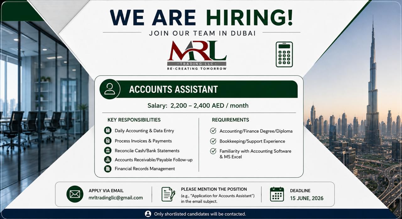 urgently required account assistant in UAE
