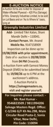 E-Auction Notice for Salvage Water-Affected Plywood