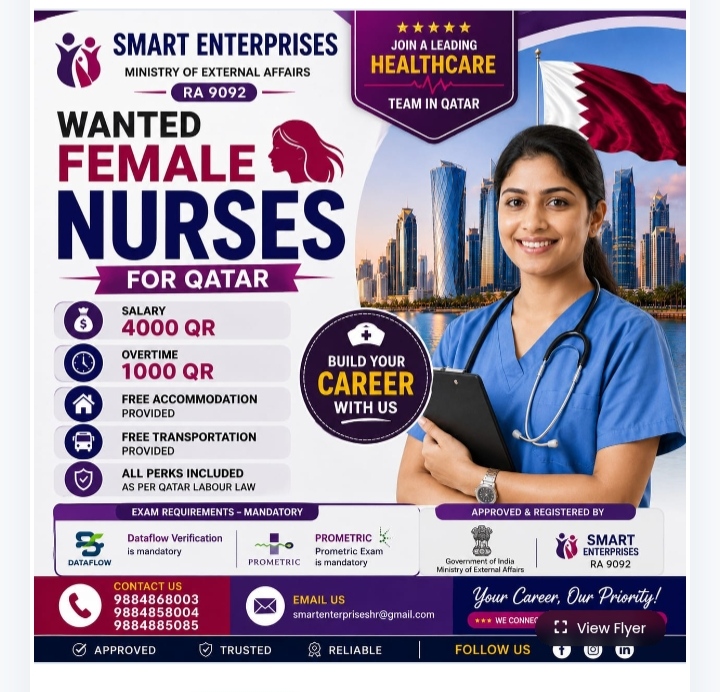 Female Nurses Recruitment Flyer – Qatar Job Opportunity