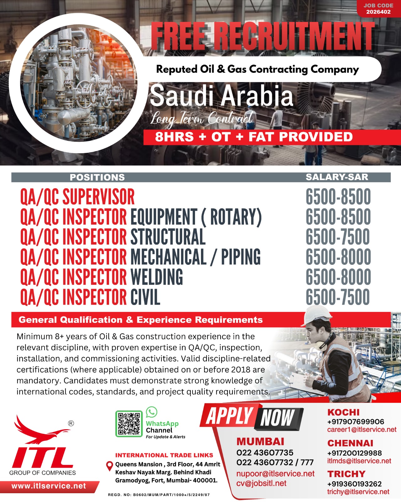 FREE RECRUITMENT FOR SAUDI ARABIA