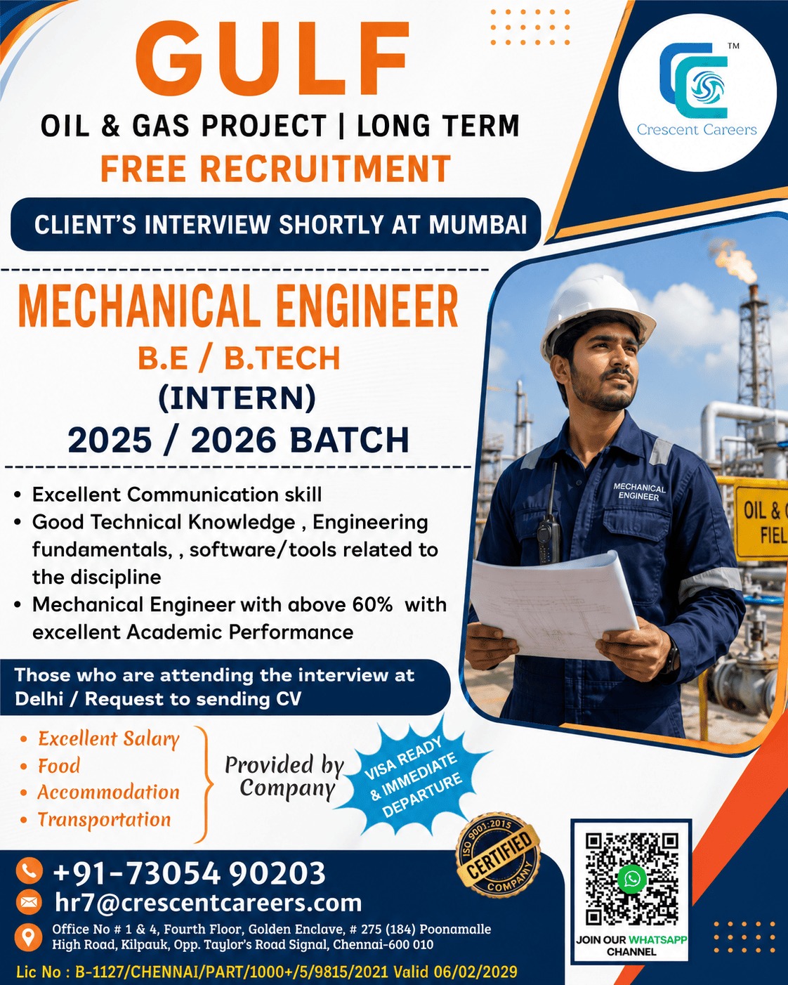 Free Recruitment: Mechanical Engineer Interns for Gulf Oil & Gas Project