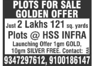 Golden Offer: Plots for Sale at HSS Infra
