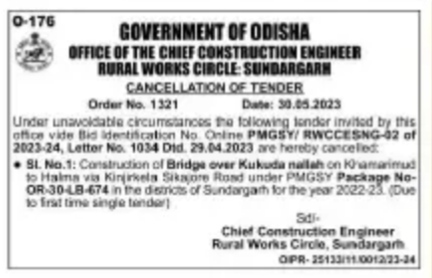 GOVT OF ODISHA of the chief construction engineer
