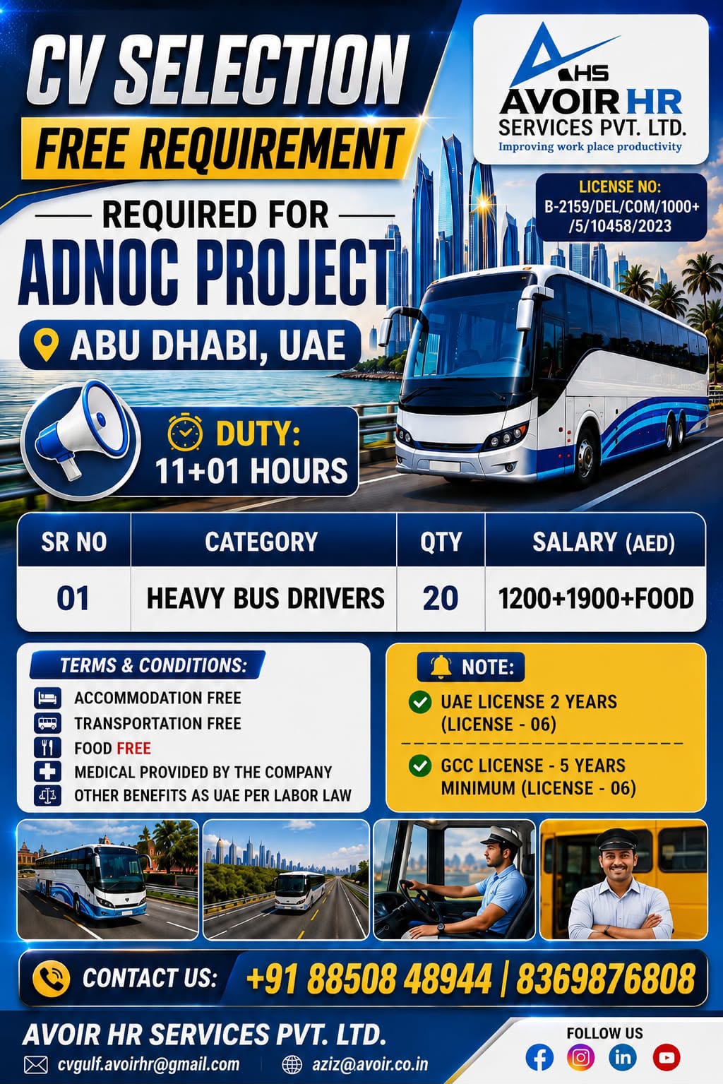 Heavy Bus Driver Jobs in Abu Dhabi – ADNOC Project 🇦🇪
