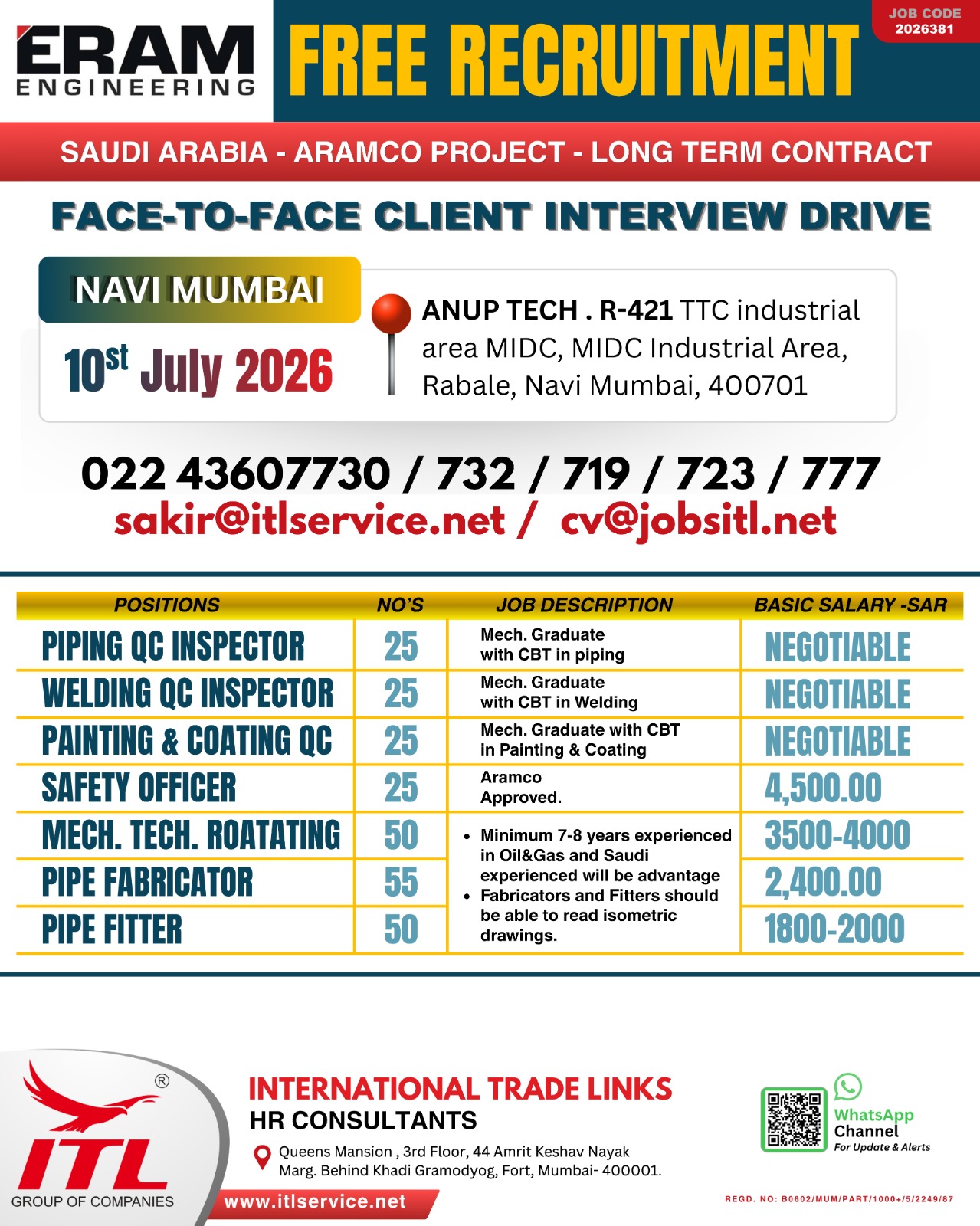 HIRING FIR SAUDI ARABIA PROJECT