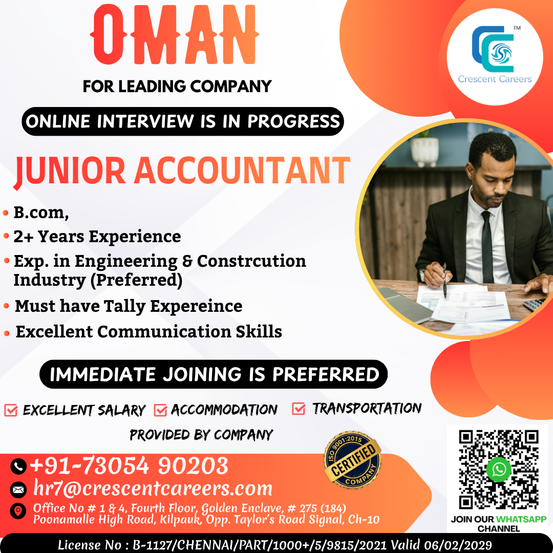 HIRING FOR A LEADING COMPANY IN OMAN