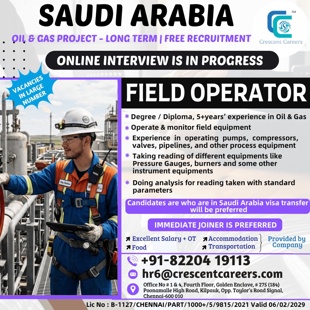 HIRING FOR FIELD OPERATOR - KSA