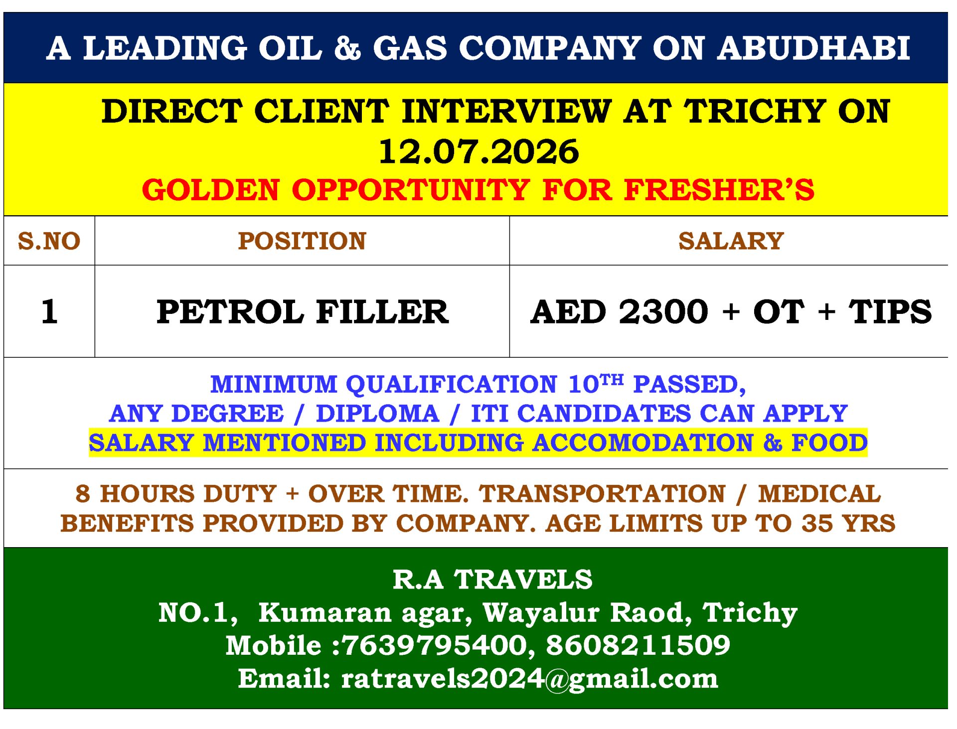 HIRING FOR LEADING OIL AND GAS COMPANY IN ABU DHABI