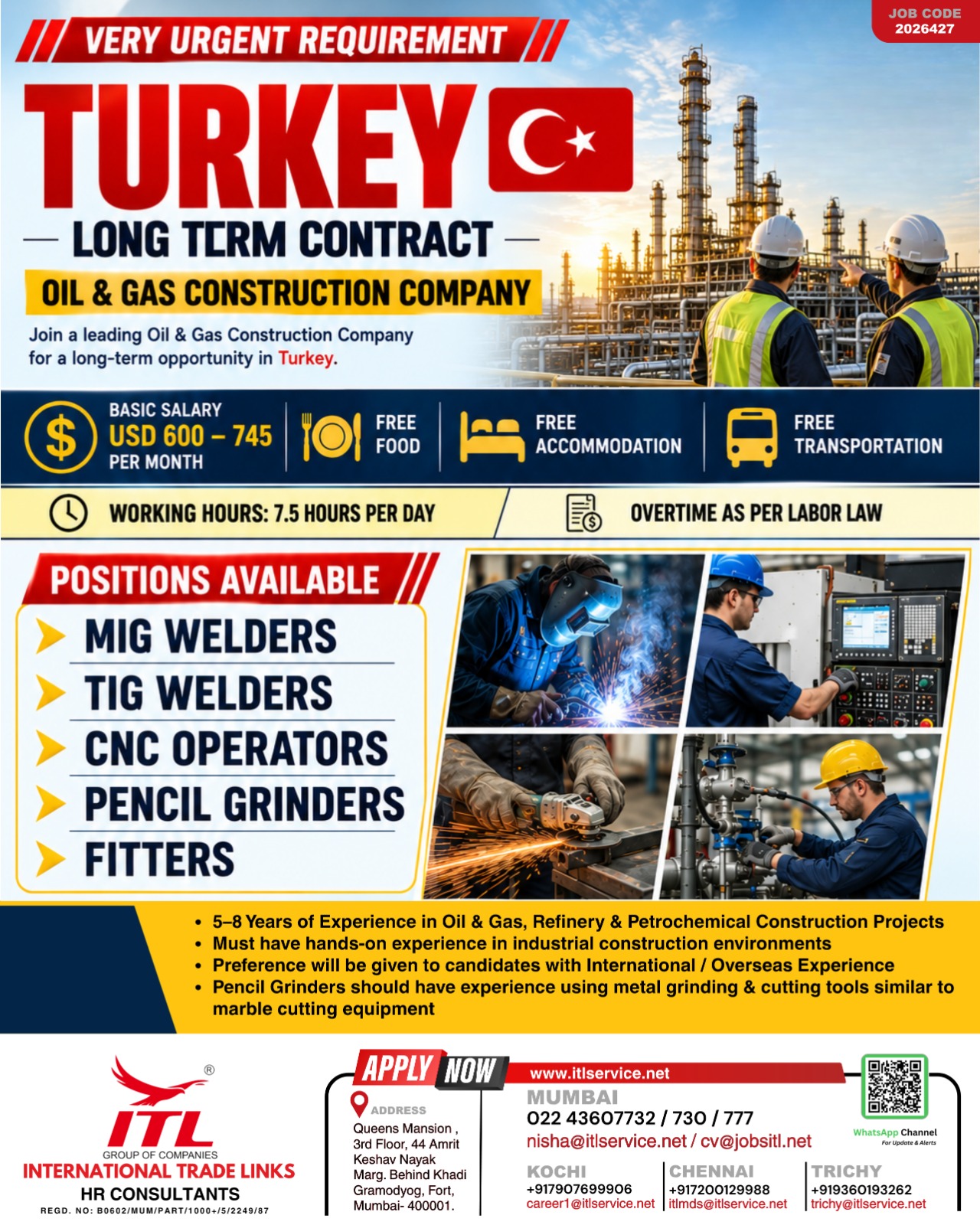 HIRING FOR LONG TERM CONTRACT - TURKEY