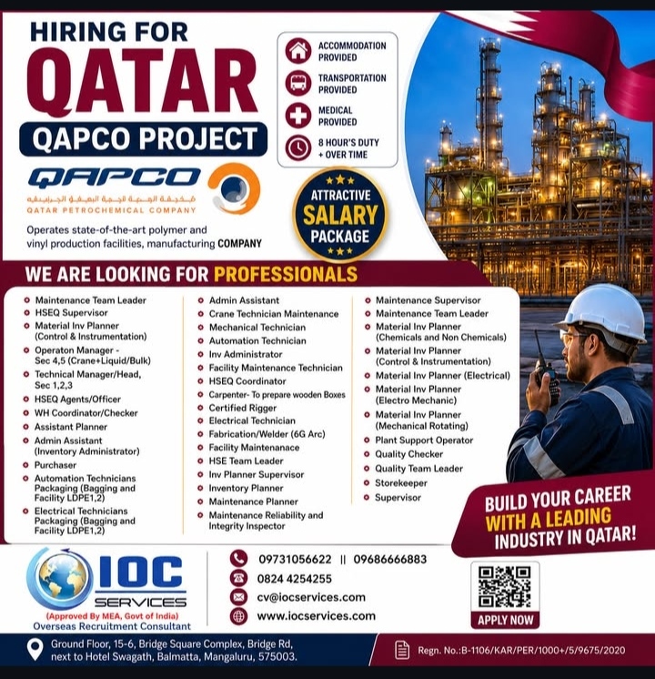 HIRING FOR QATAR PROJECT