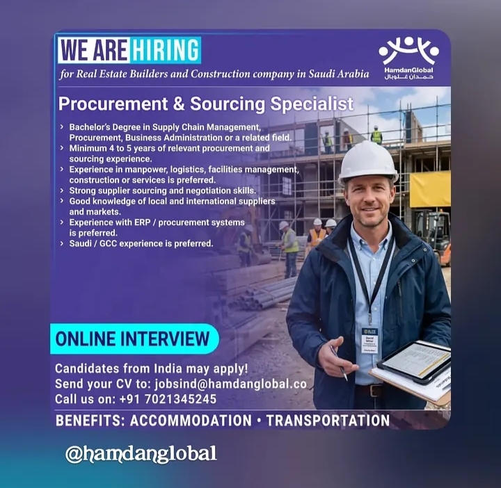 Hiring: Procurement & Sourcing Specialist (Saudi Arabia)