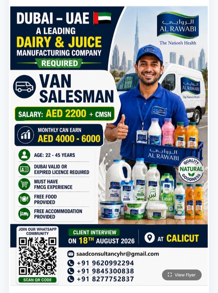 Hiring Van Salesmen for Leading Dubai Dairy Company