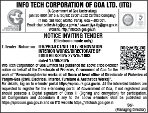 Info Tech Corporation of Goa Ltd. E-Tender Notice