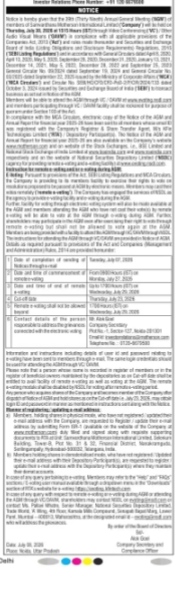 INVESTIR RELATION NOTICE OF 39 ANNUAL MEETING
