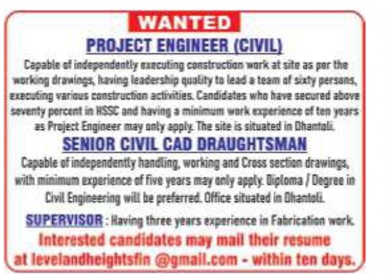 Job Advertisement for Civil Engineering Roles