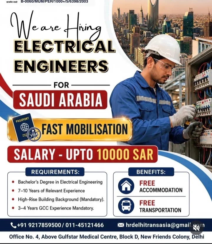 JOB OPPORTUNITY FOR SAUDI ARABIA