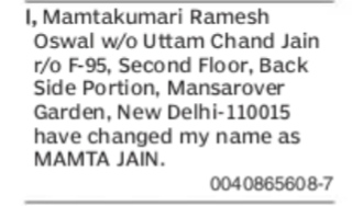 LEGAL NOTICE NAME CHANGE