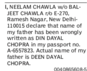 LEGAL NOTICE OF NAME CHANGE