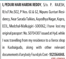 Lost Passport Notice
