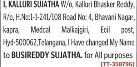 NAME CHANGE NOTICE -KALLURI SUJATHA