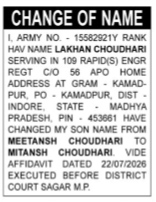 NAME CHANGE NOTICE - MITANSH CHOUDHARI