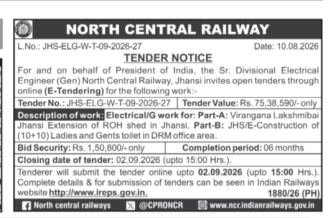 North Central Railway Tender Notice