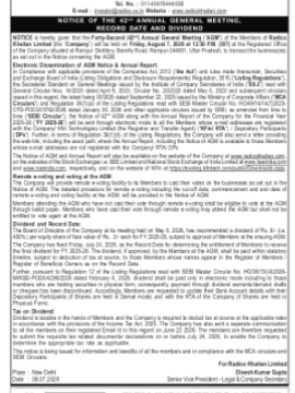 NOTICE OF 42 ANNUAL GENERAL MEETING