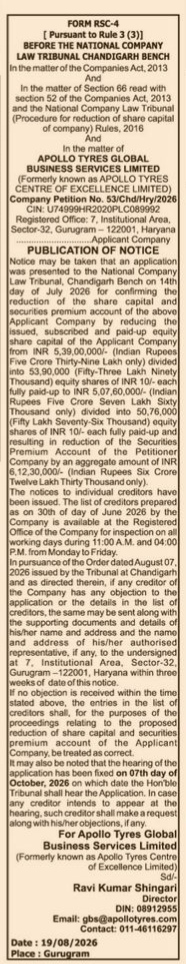Notice of Capital Reduction