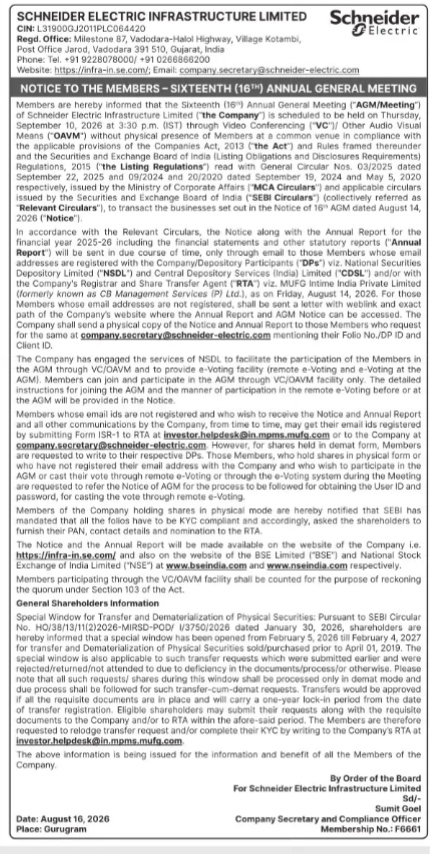 Notice of the 16th Annual General Meeting