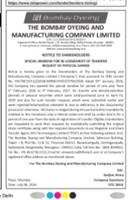 NOTICE TO SHAREHOLDERS FOR BOMBAY DYEING