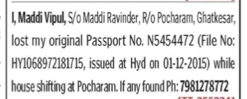 Passport Loss Notification – Maddi Vipul